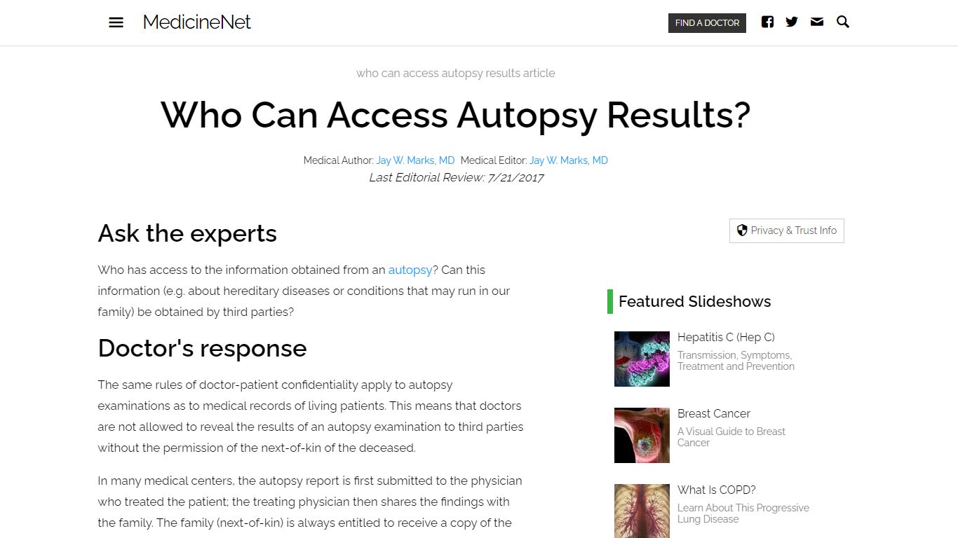 Who Can Access Autopsy Results? - MedicineNet